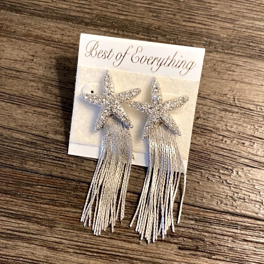 Star/starfish Silver Studded Dangle Earrings